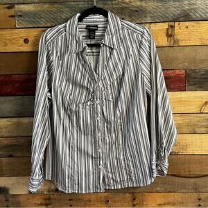 Lane Bryant Black and White Striped Button Down Shirt